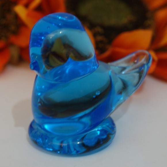 VTG Blue Bird of Happiness Signed Ron Ray 1992 Beautiful Glass Art Paperweight - Picture 2 of 12